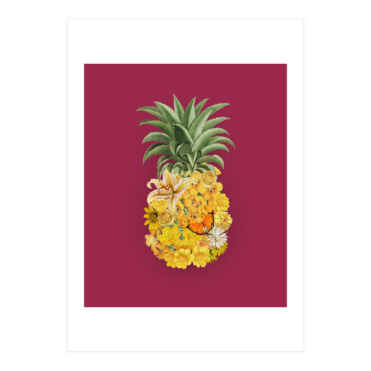Pineapple Floral Pink (Print Only)