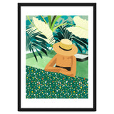 Chill, Modern Bohemian Black Woman Travel Illustration | Terrazzo Tropical Swimming Pool Fashion thumbnail