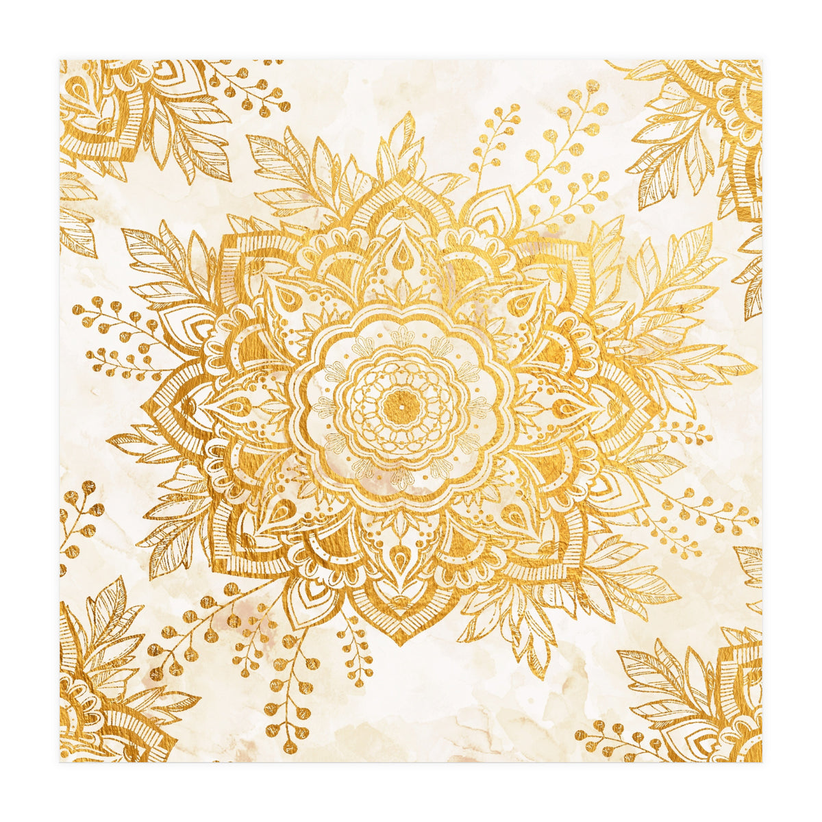 Queen Starring of Mandala-Gold Sunflower I (Print Only)