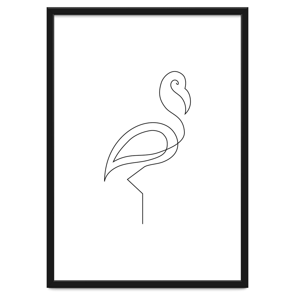 One Line Art Flamingo