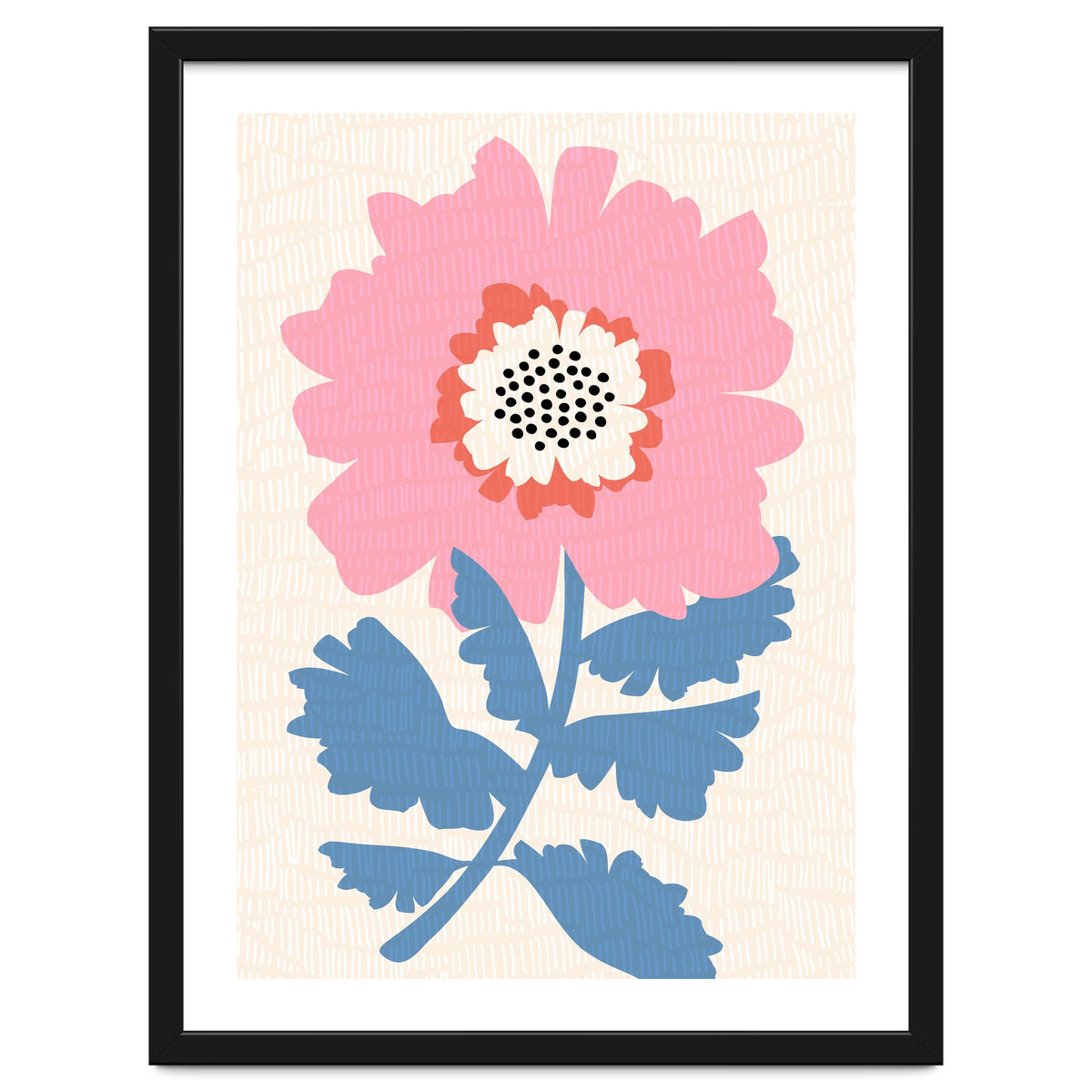 Pink Modern Folk Art Flower