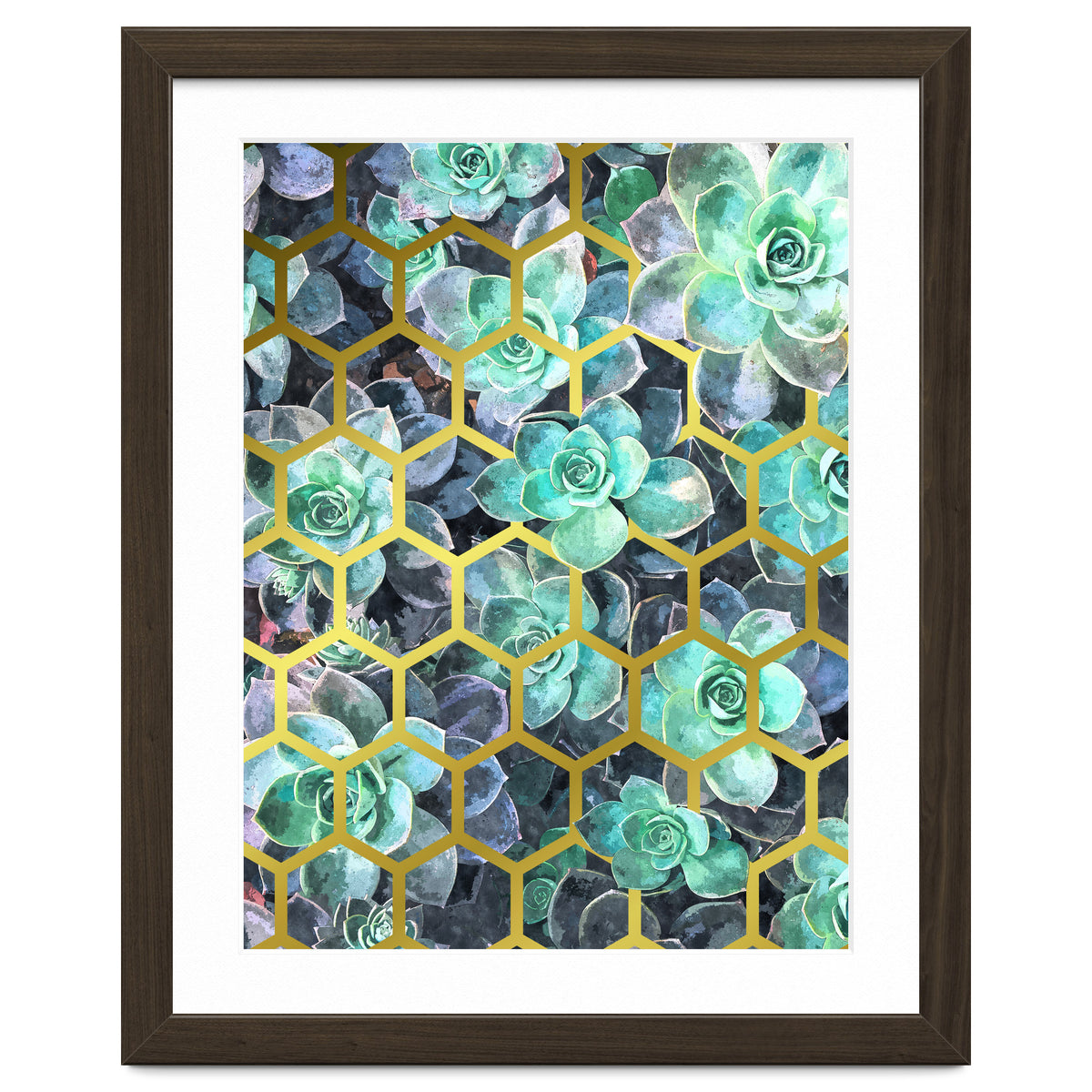 Succulents and Gold Geometric