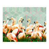 Flamingle Abstract Digital, Flamingo Wildlife Painting, Birds Geometric Collage  (Print Only) thumbnail