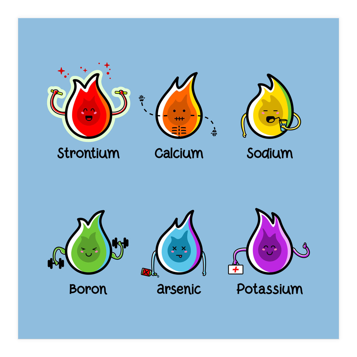 Kawaii Flaming Elements Science (Print Only)