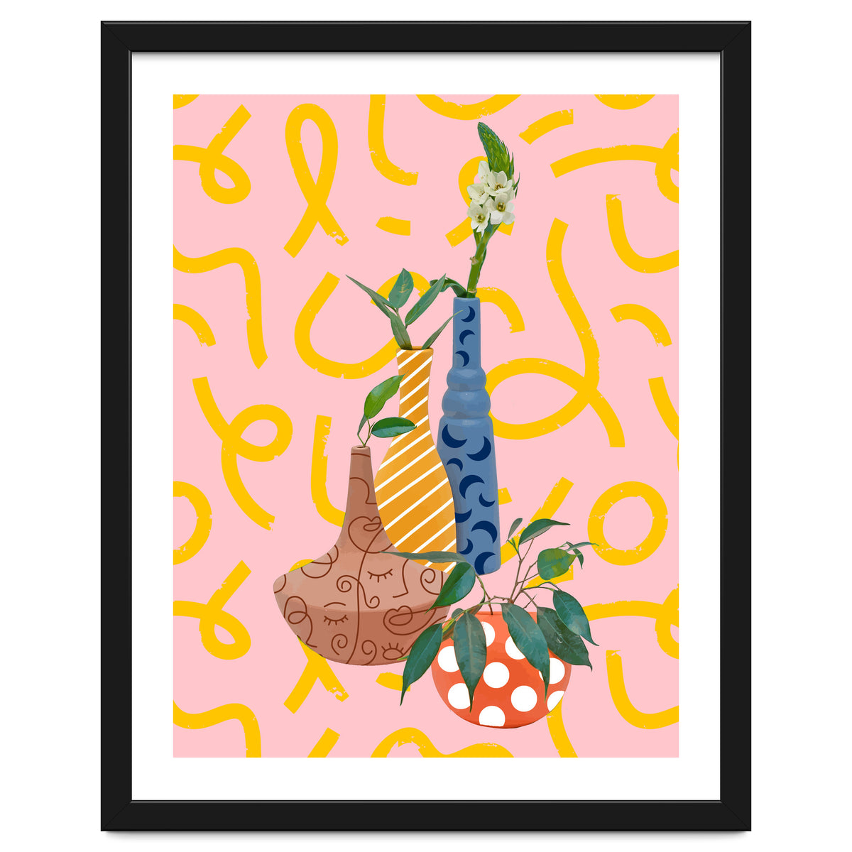 Modern Botanicals, Abstract Plant Pots, Quirky Nature Bohemian, Contemporary Decor