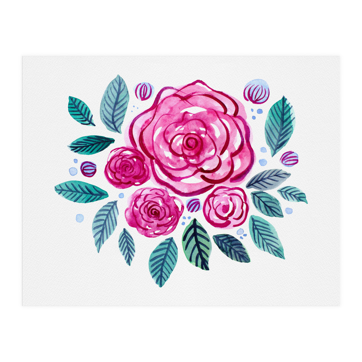 Watercolor rose bouquet (Print Only)