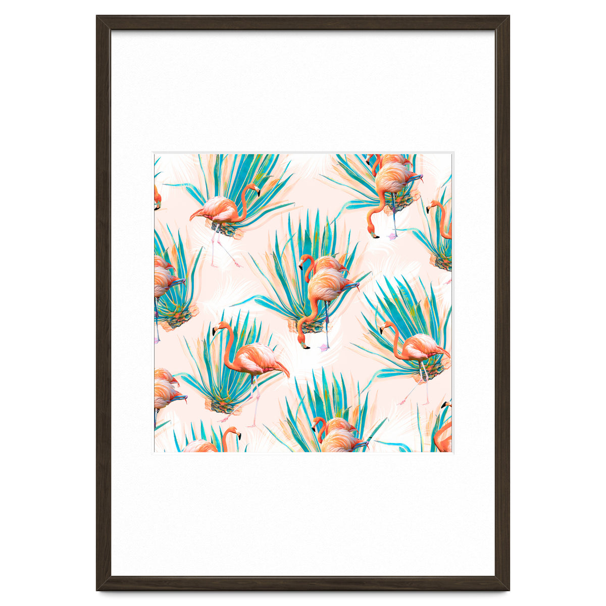 Anaglyph Flamingos with cactus