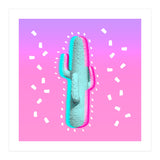 Modern 3 D Color Channel Cactus Photography Pink Purple Gradient 90's Pattern (Print Only) thumbnail