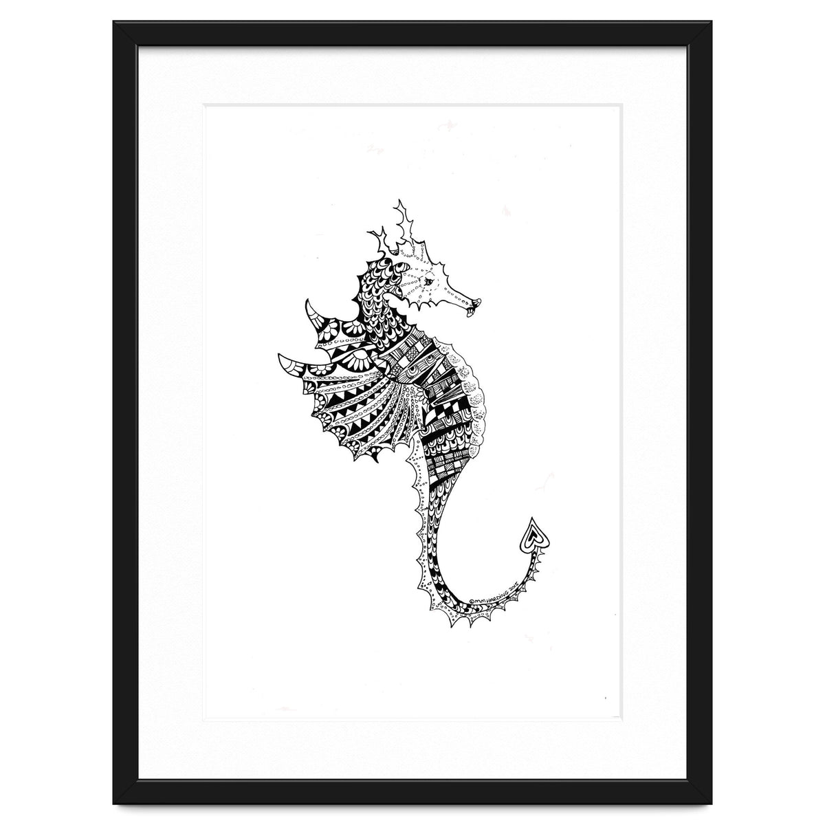Seahorse Dragon Zen Doodle