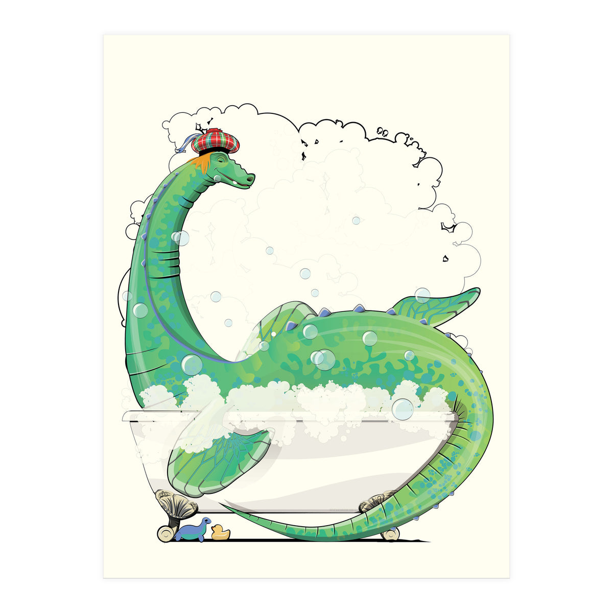 Loch Ness Monster in the Bath, Funny Bathroom Humour (Print Only)