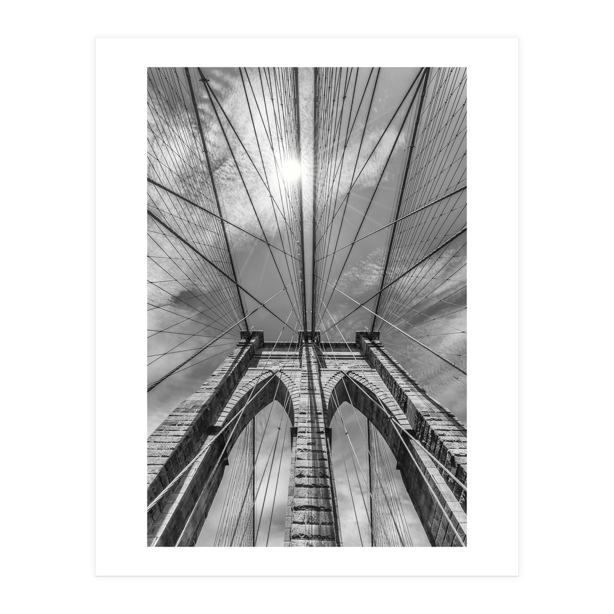 NEW YORK CITY Brooklyn Bridge in Detail | monochrome (Print Only)