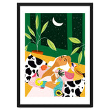 Eclectic Moon Lover | Modern Bohemian Quirky Woman Fashion | Color Pop Dreamer Illustration thumbnail