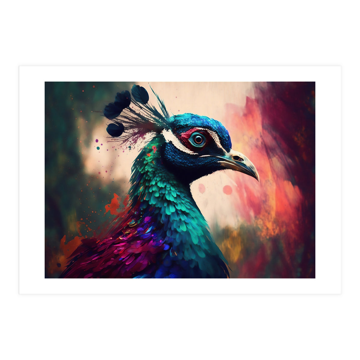 Peacock Bright Modern Painting (Print Only)