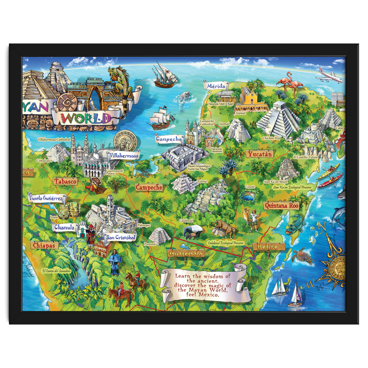 Yucatan Map Illustration