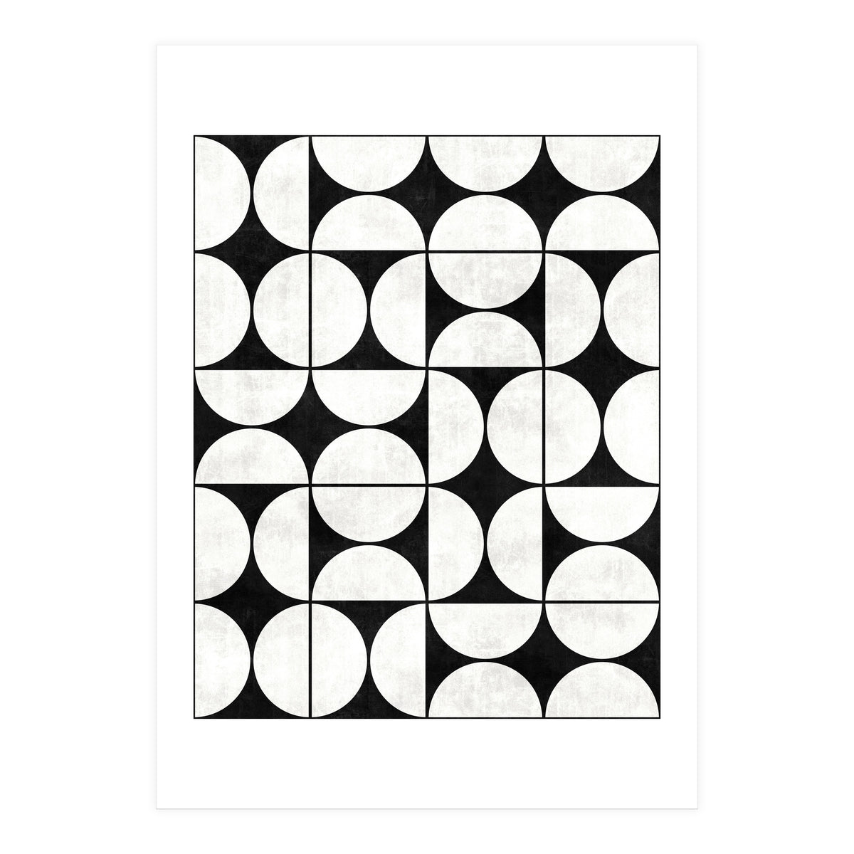 Mid-Century Modern Pattern No.2 - Black and White Concrete (Print Only)