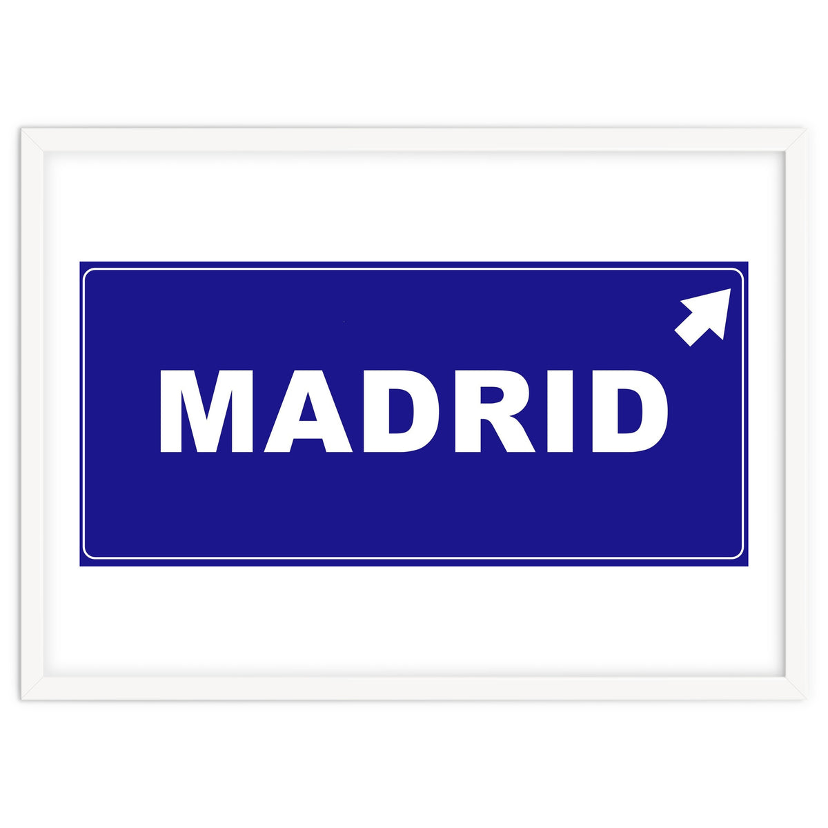 Let`s go to Madrid, Spain! Blue road sign