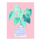 minimal house plant painting in stripy vase (Print Only) thumbnail
