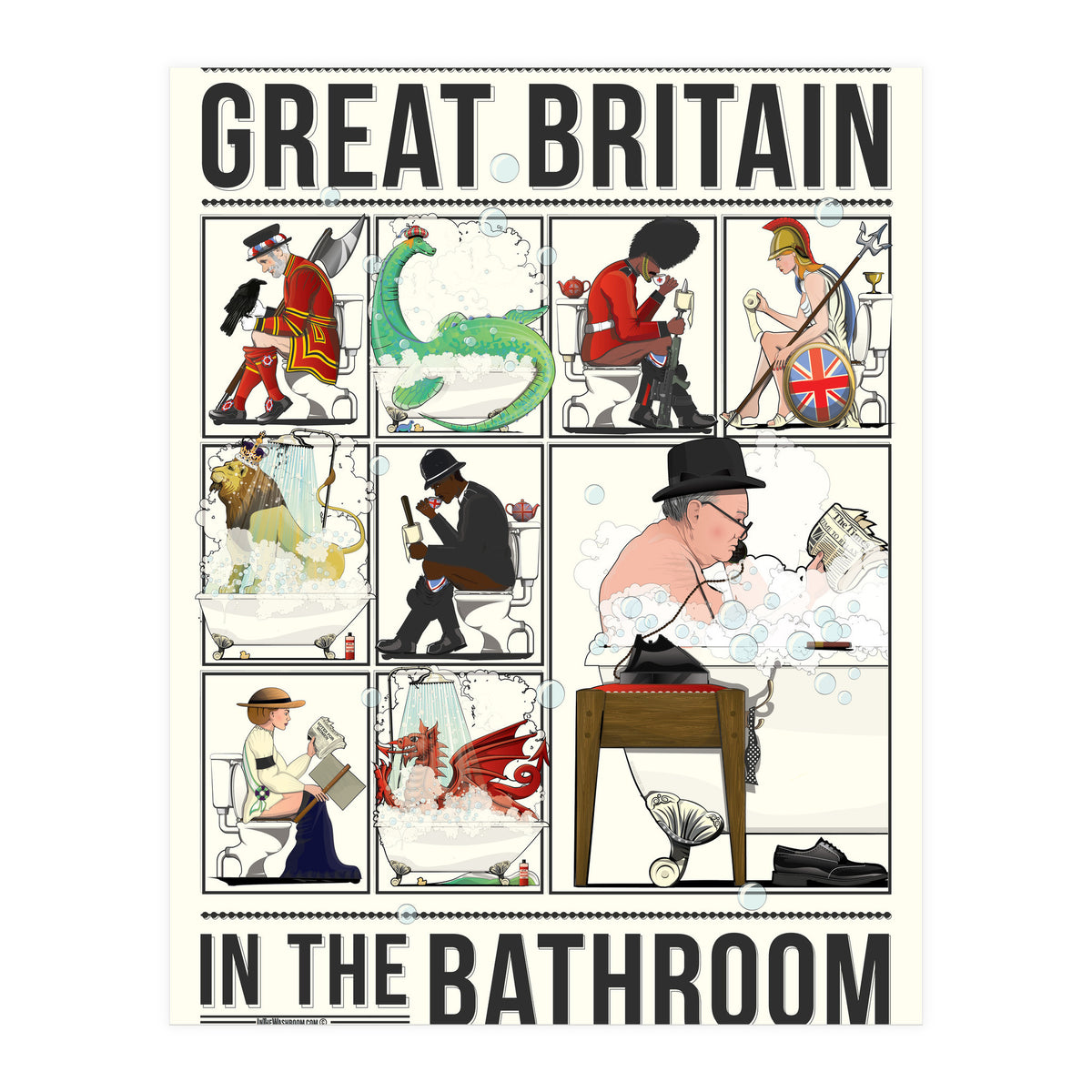 Great Britain in the Bath, Funny Bathroom Humour (Print Only)