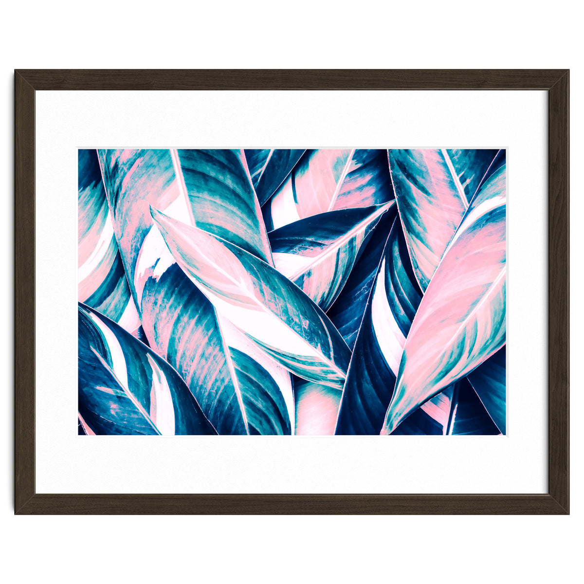 Botanical leaf pink and blue