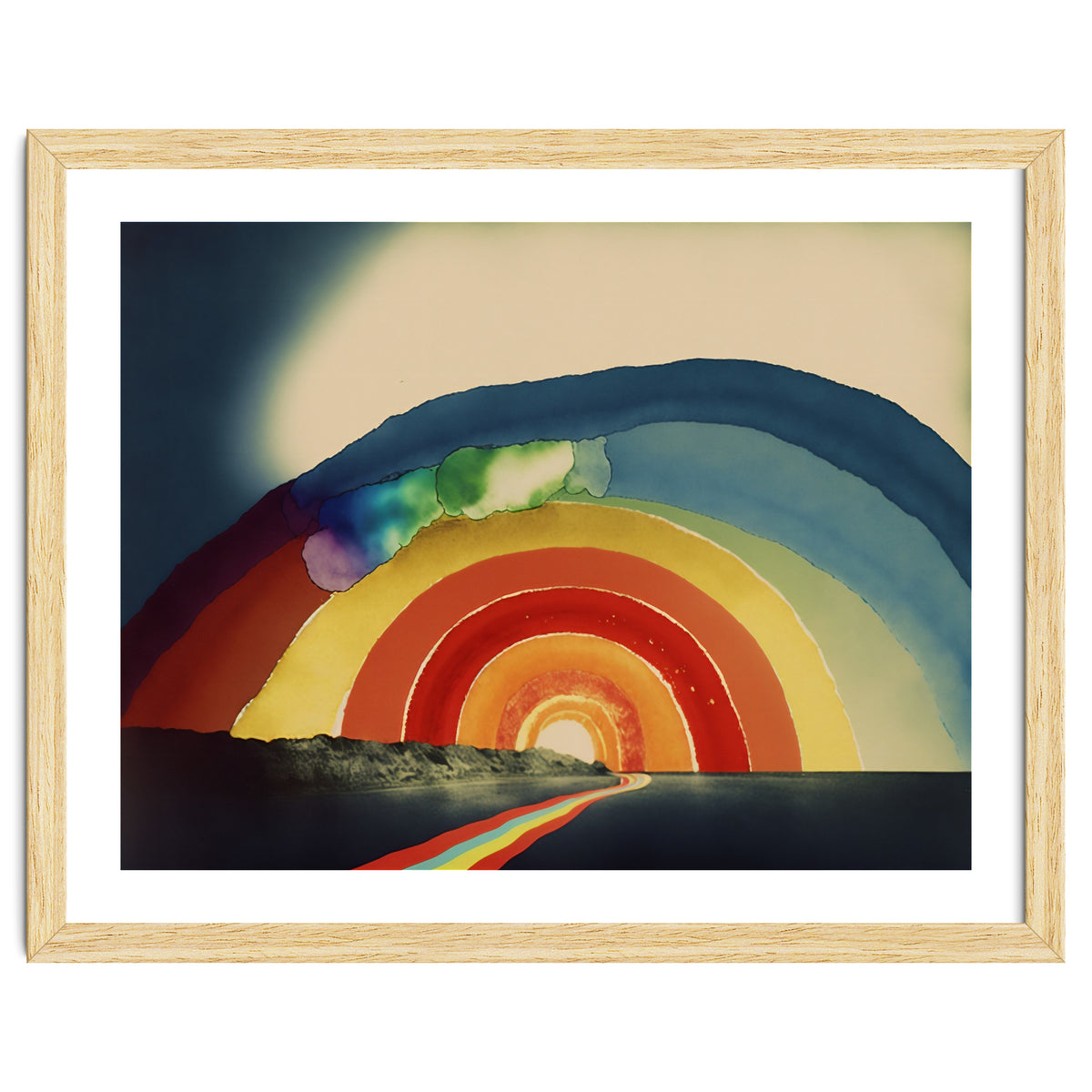 Rainbow Over the Coastline Abstract Painting