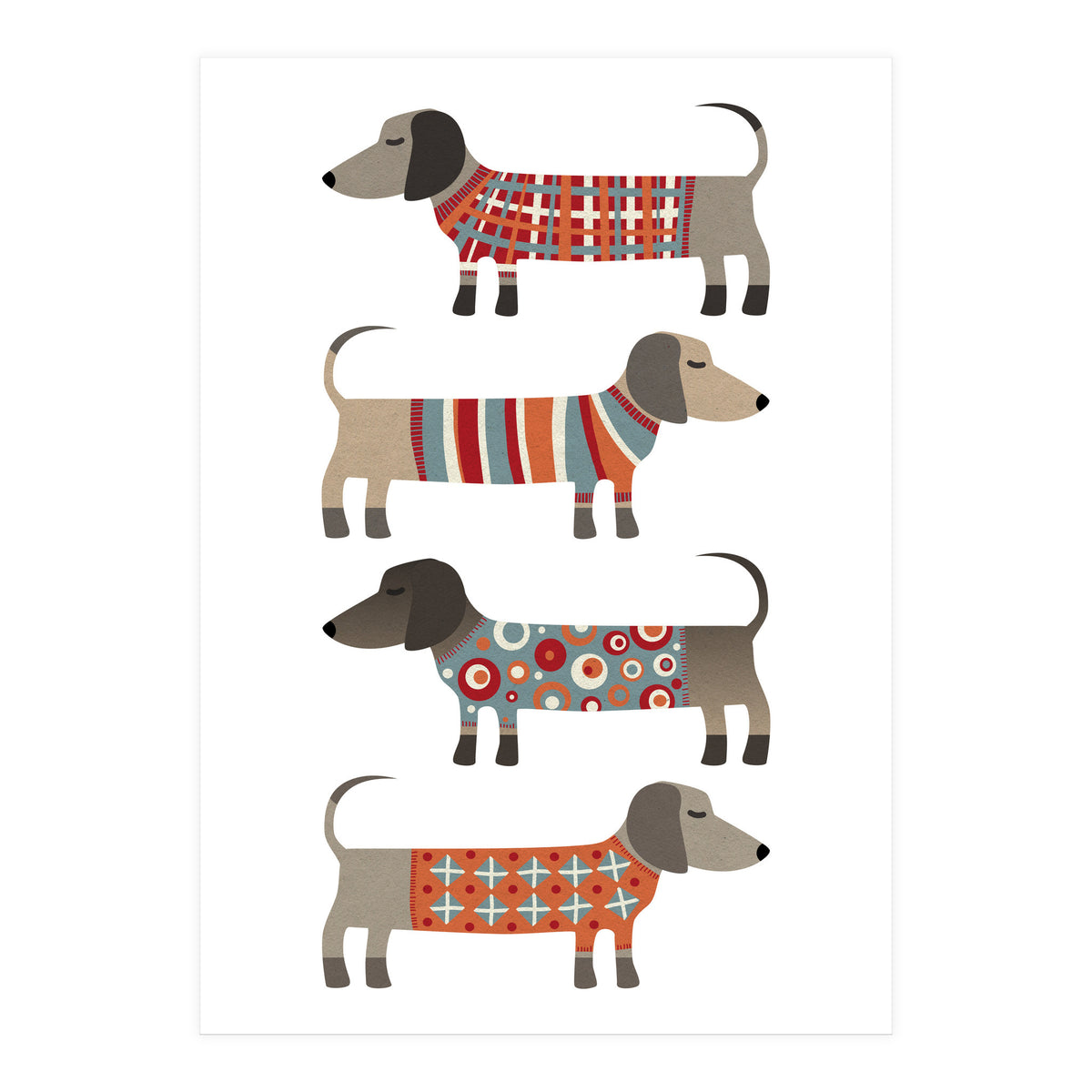 Sausage Dogs In Sweaters (Print Only)