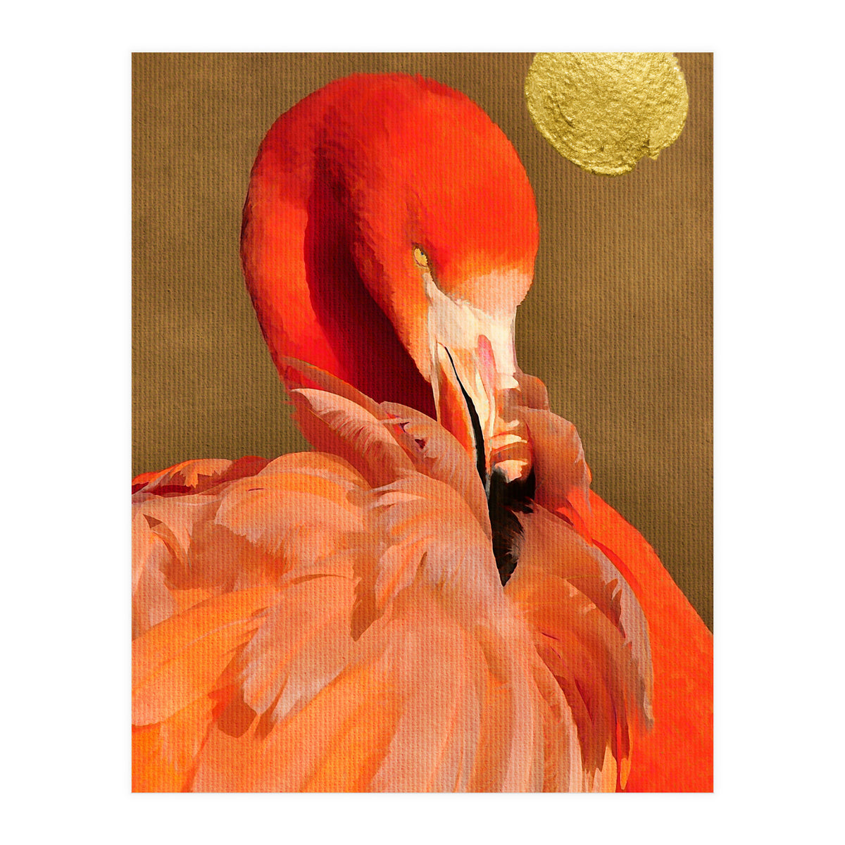 Flamingo With Golden Sun (Print Only)