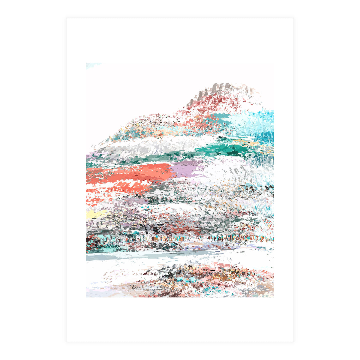 The Snow Mountain, Abstract Nature Digital Painting, Scandinavian Landscape Winter Travel (Print Only)