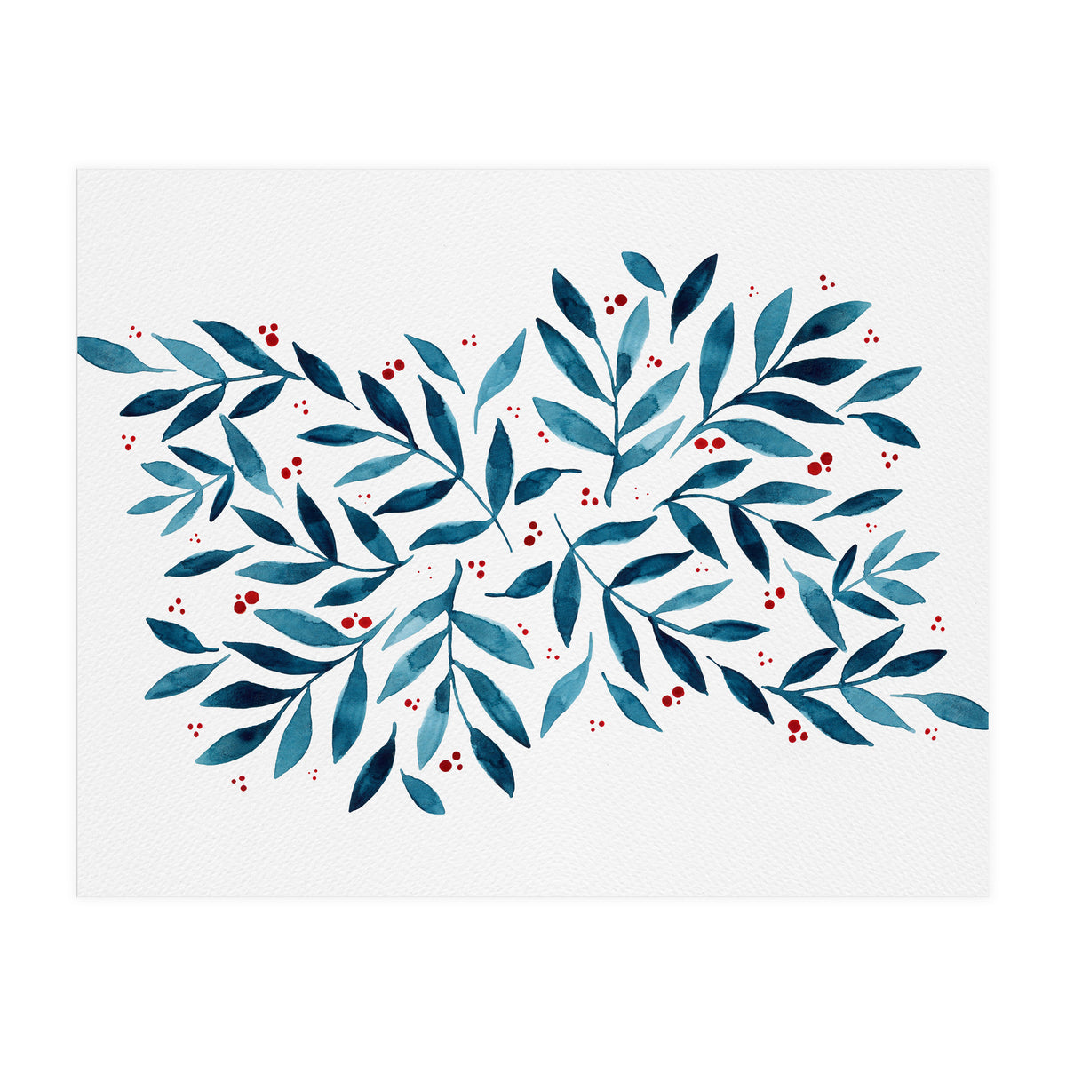 Teal Branches And Dots (Print Only)