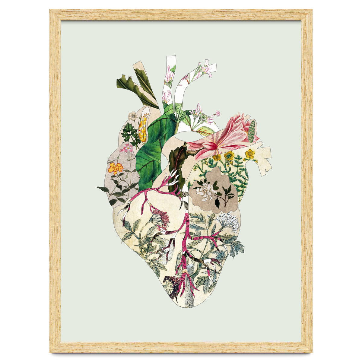 Vintage Botanical Heart - Green