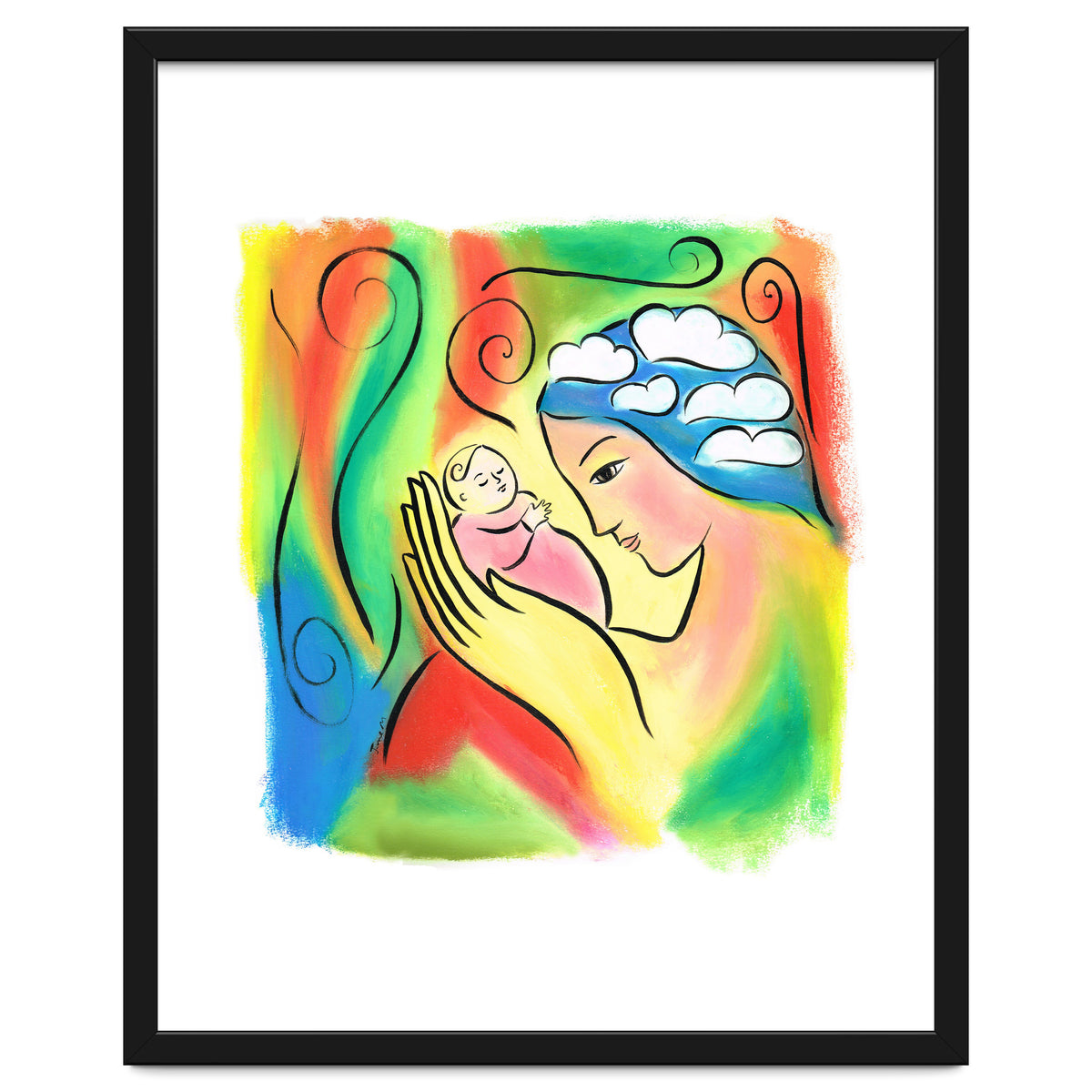 Woman And Baby With Clouds