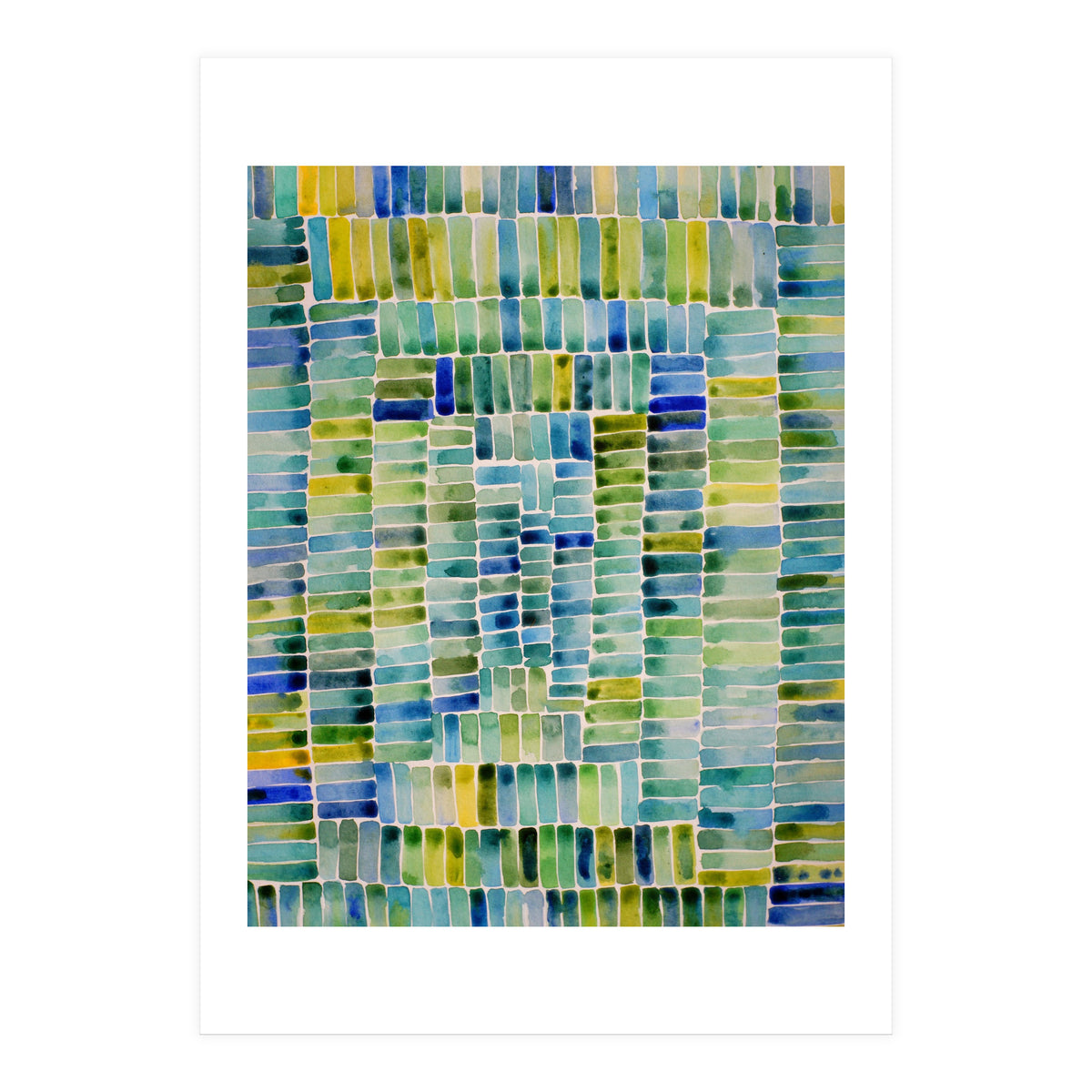 Abstract rectangle pattern in green (Print Only)