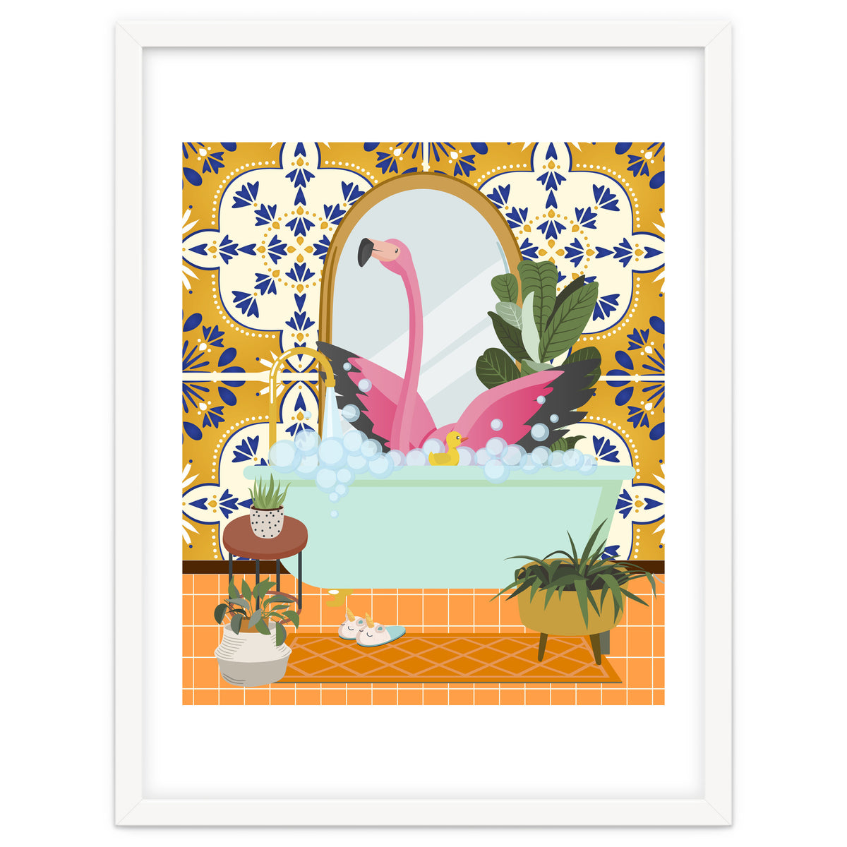 Flamingo Bathing in Moroccan Style Bathroom