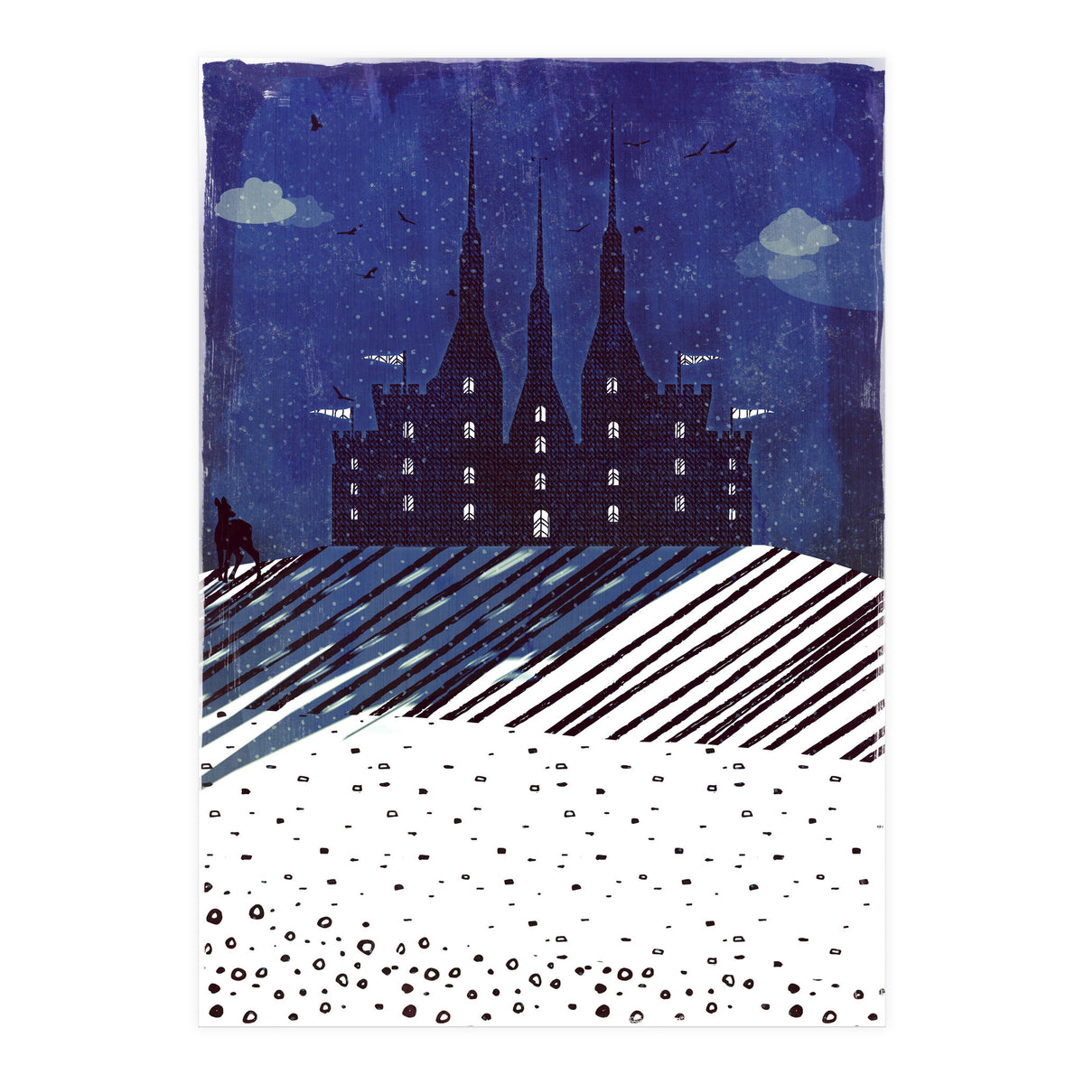 Castle on the hill at night (Print Only)