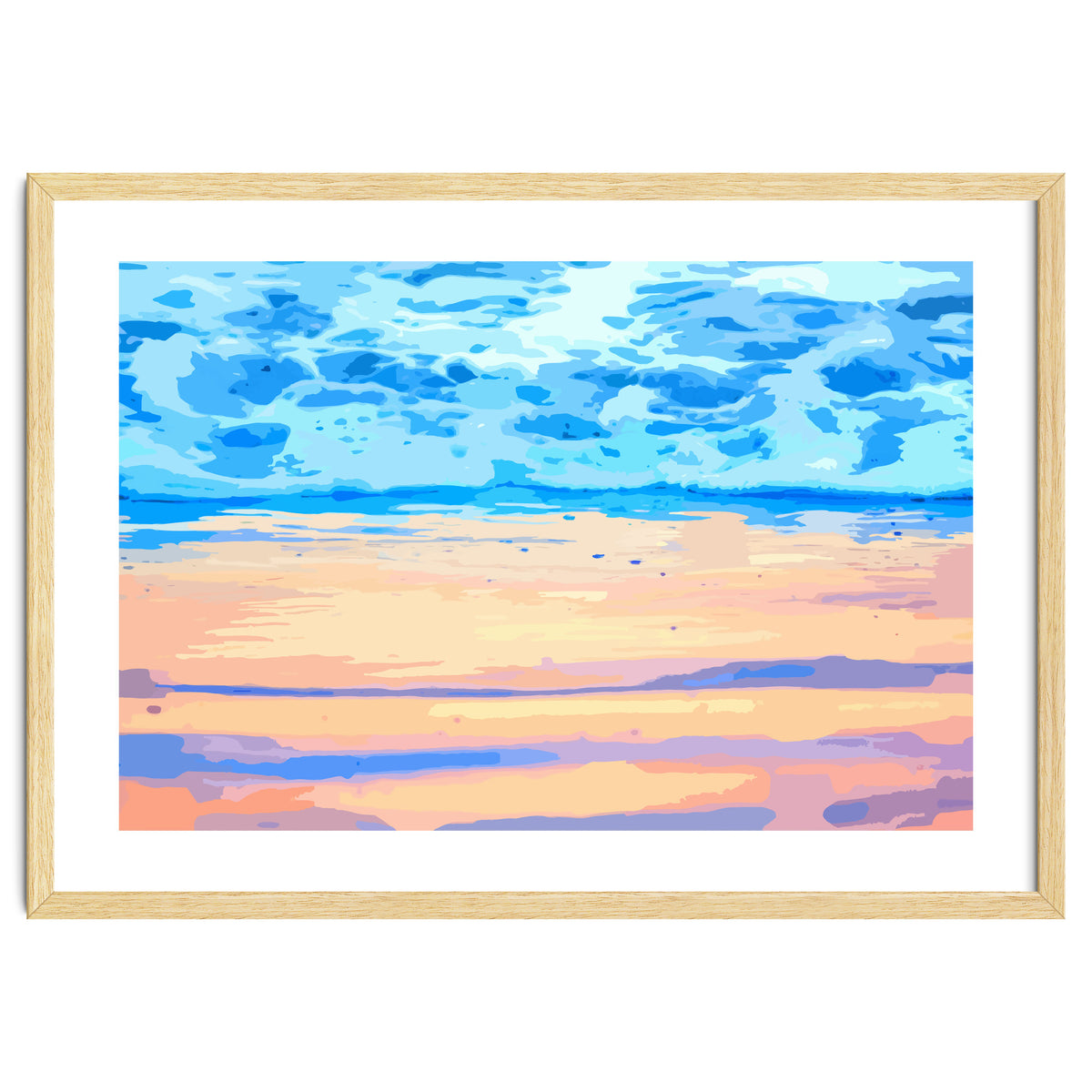 Sunset On The Shore | Beach Pastel Scenic Nature | Sea Ocean Landscape Painting