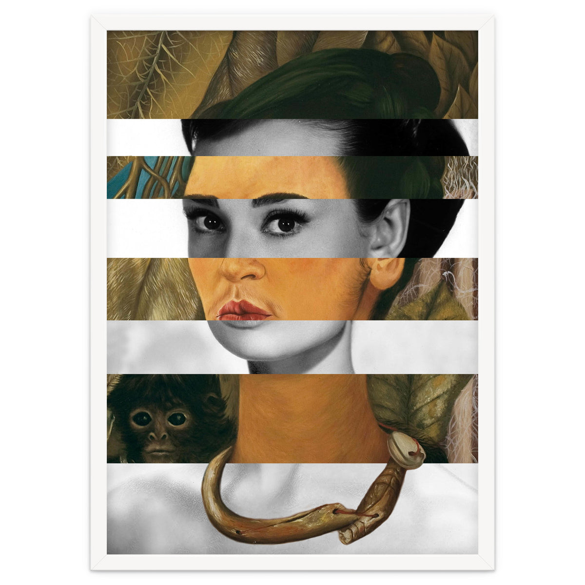 Frida Kahlo's Self Portrait with Monkey & Audrey Hepburn