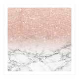Modern faux rose gold pink glitter ombre white marble (Print Only) thumbnail