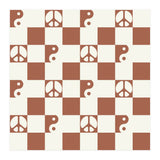 Checkered Peace Symbol & Yin Yang Pattern \\ Beige & Brown Color Palette (Print Only) thumbnail