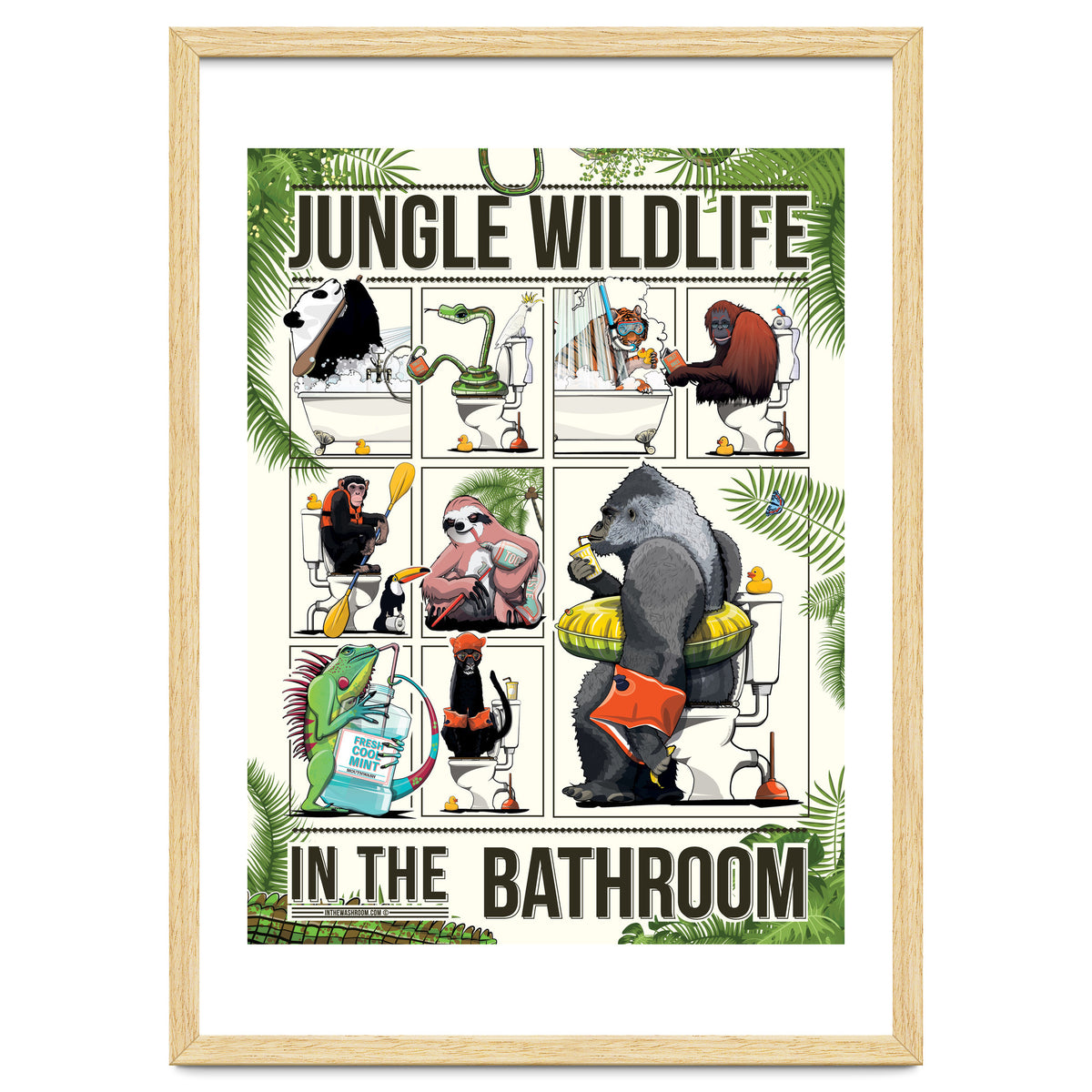 Jungle Wildlife in the Bathroom, funny toilet humour