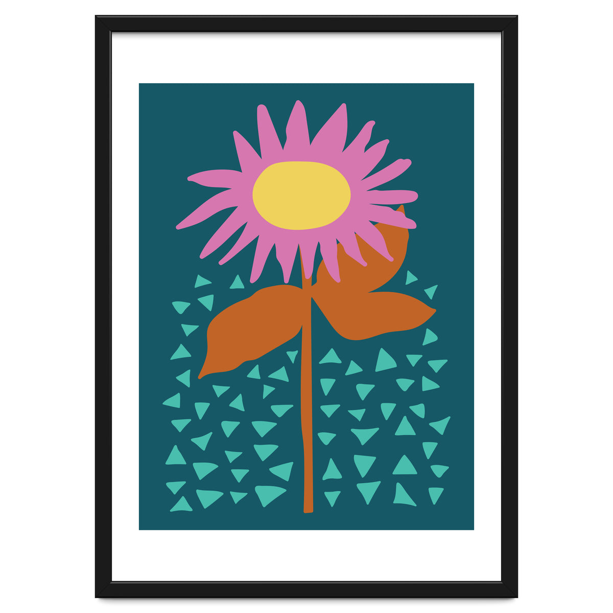 Pink Flower on Teal