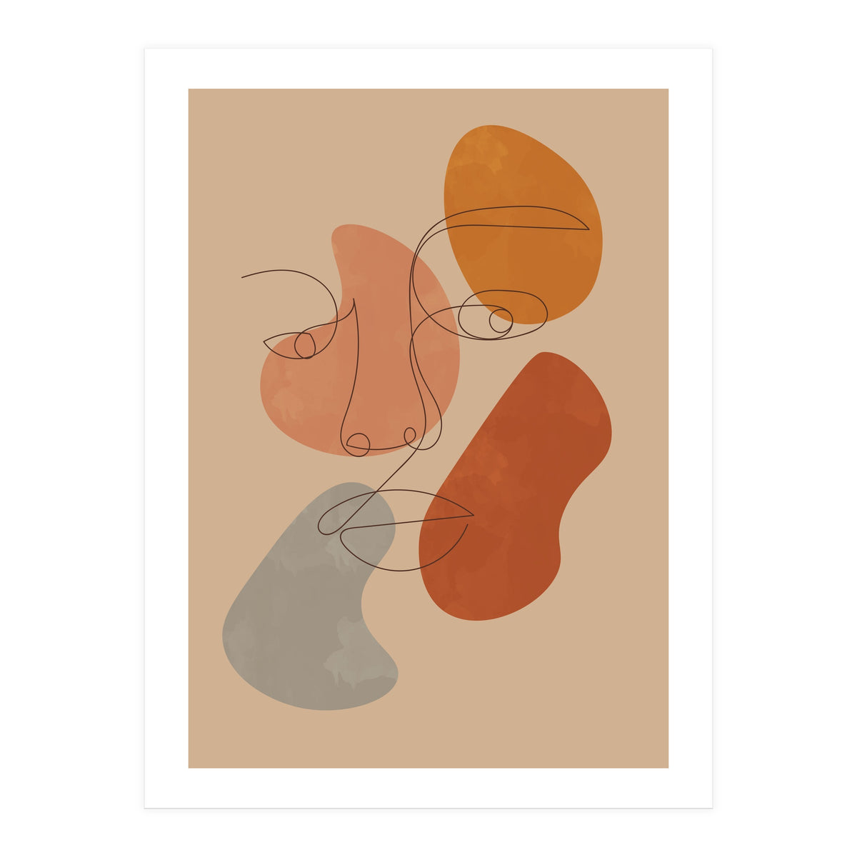 Feminine Line Art Boho Woman Face (Print Only)