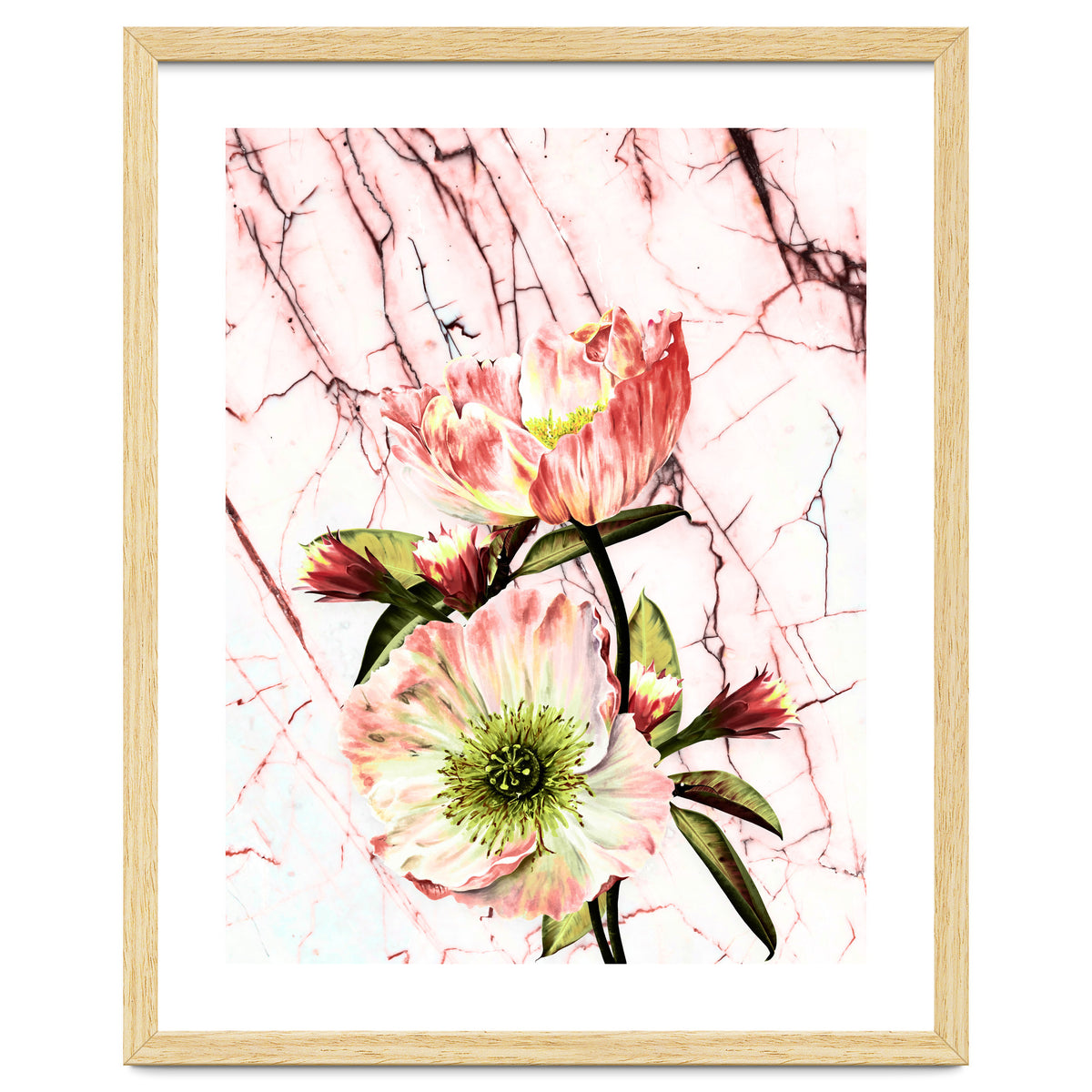 Flowering on pink marble