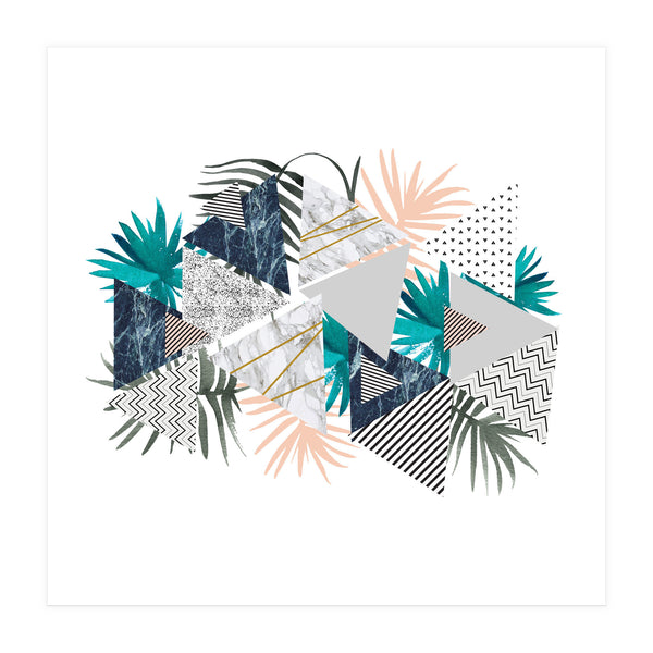 Abstract of geometric patterns with plants and marble I (Print Only)