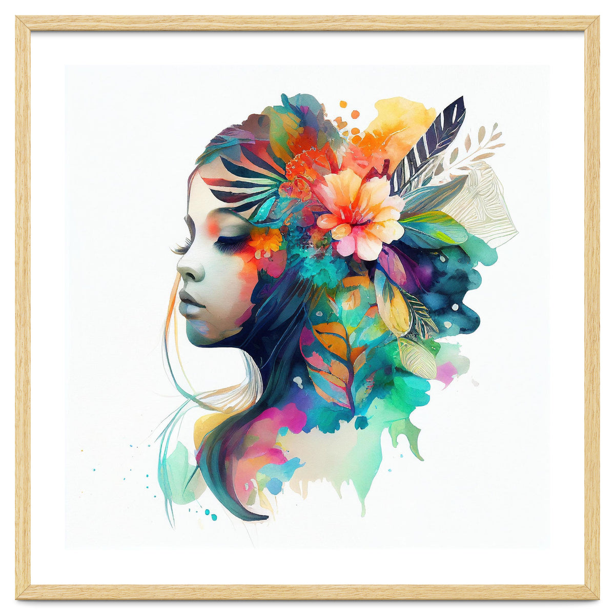 Watercolor Tropical Woman #14