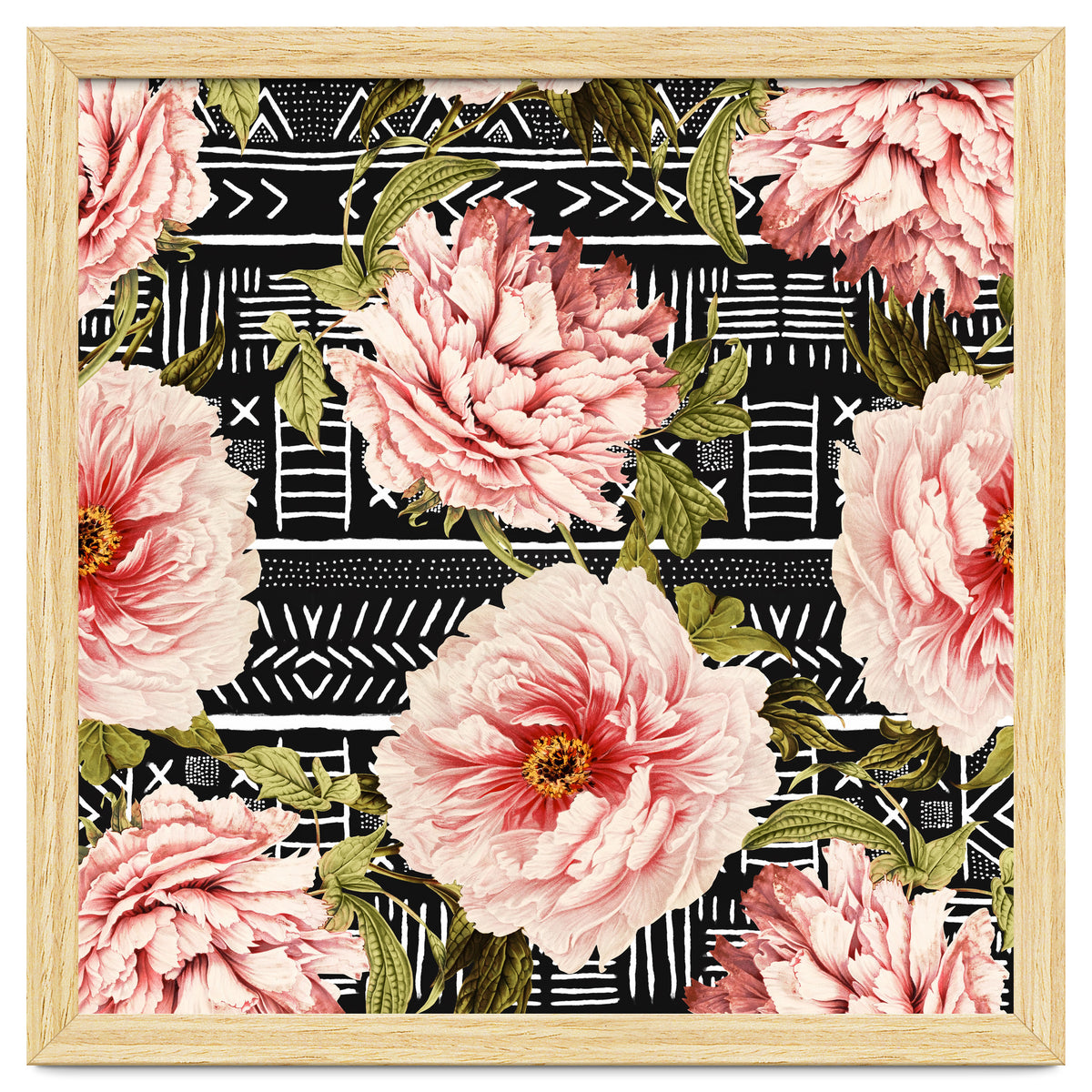 Flowering pink on drawn lines