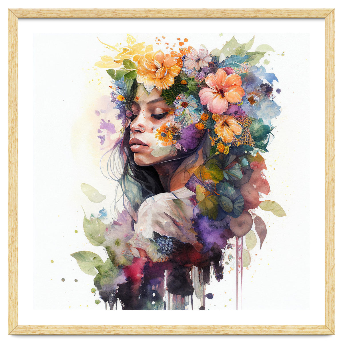 Watercolor Tropical Woman #6