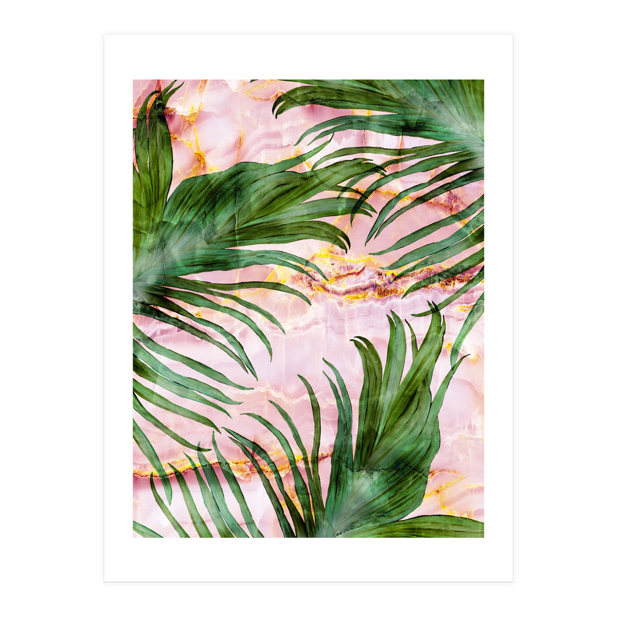 Palm leaf on marble 01 (Print Only)