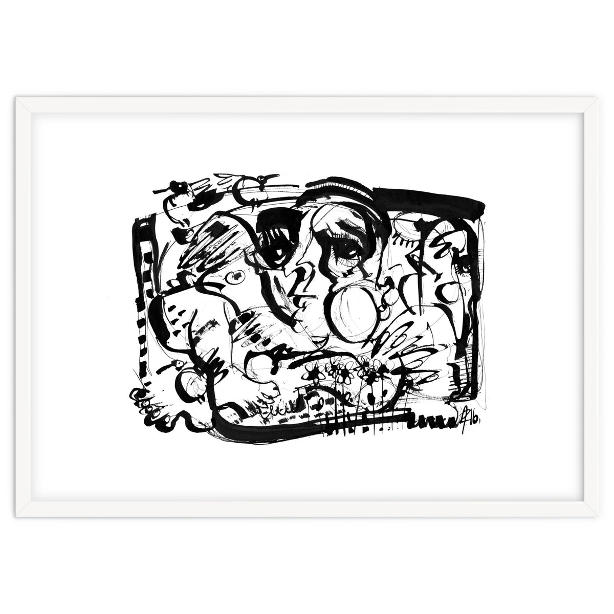 Birds and Flowers - b&w