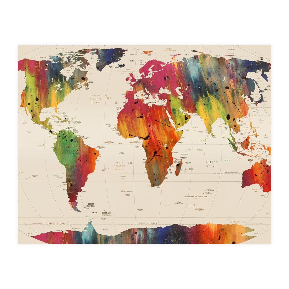 ALLOVER THE WORLD-Painted map (Print Only)