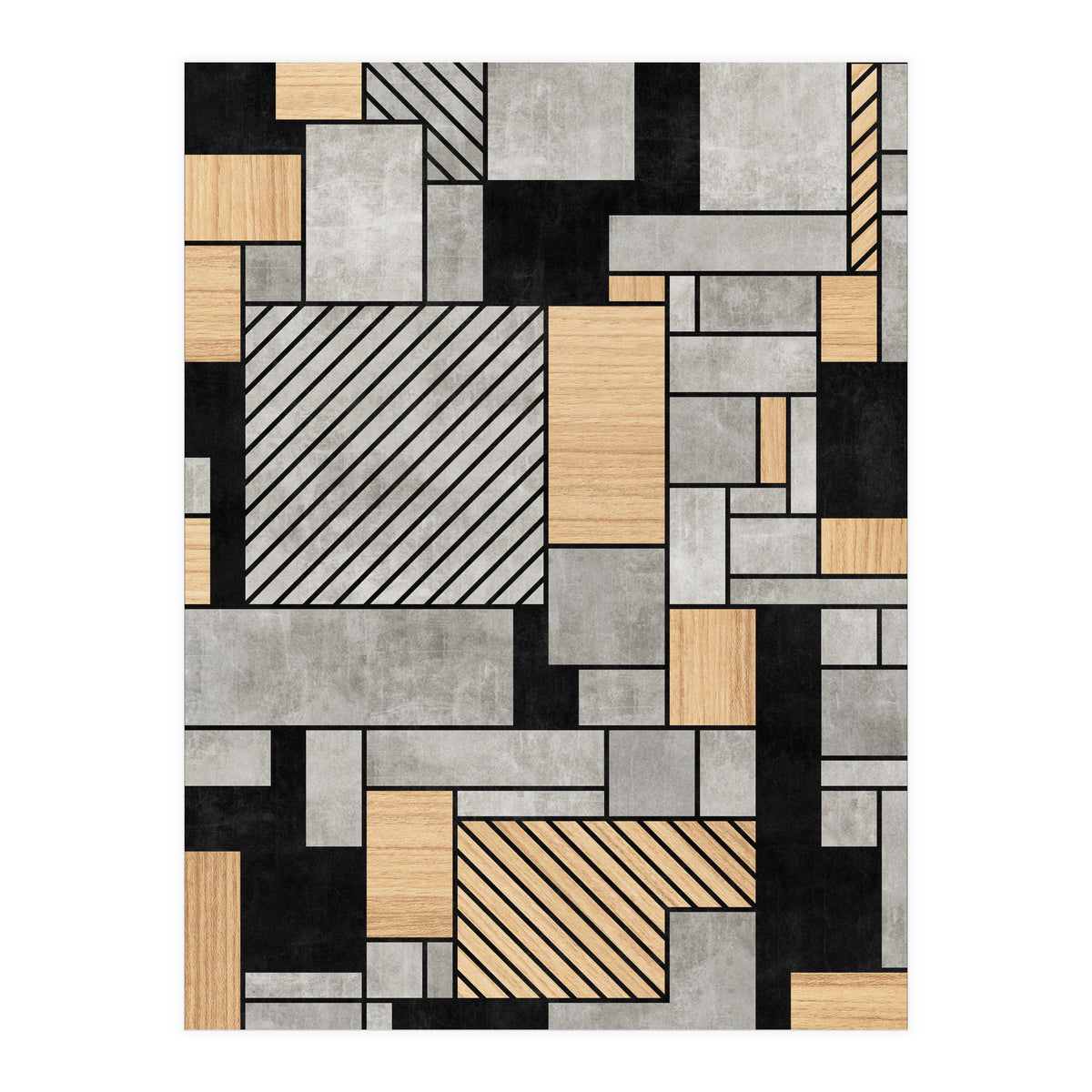 Random Pattern - Concrete and Wood (Print Only)