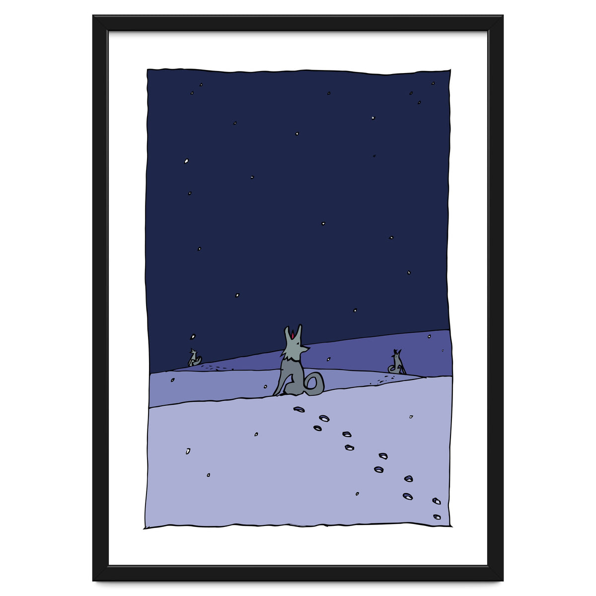 Dogs in Winter Night